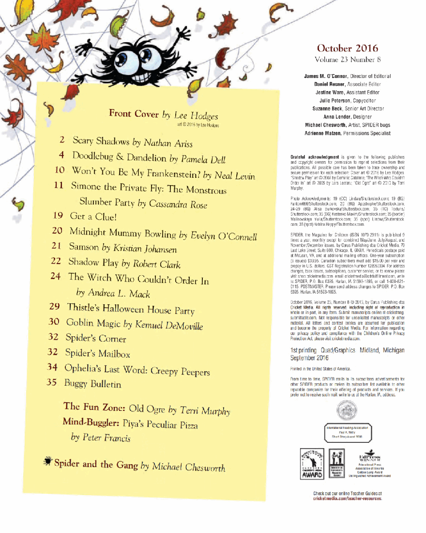 北美儿童文学杂志红蜘蛛8. Spider Magazine Stories, Games, Activites and Puzzles for Children and Kids - October 2016.pdf,第3页预览