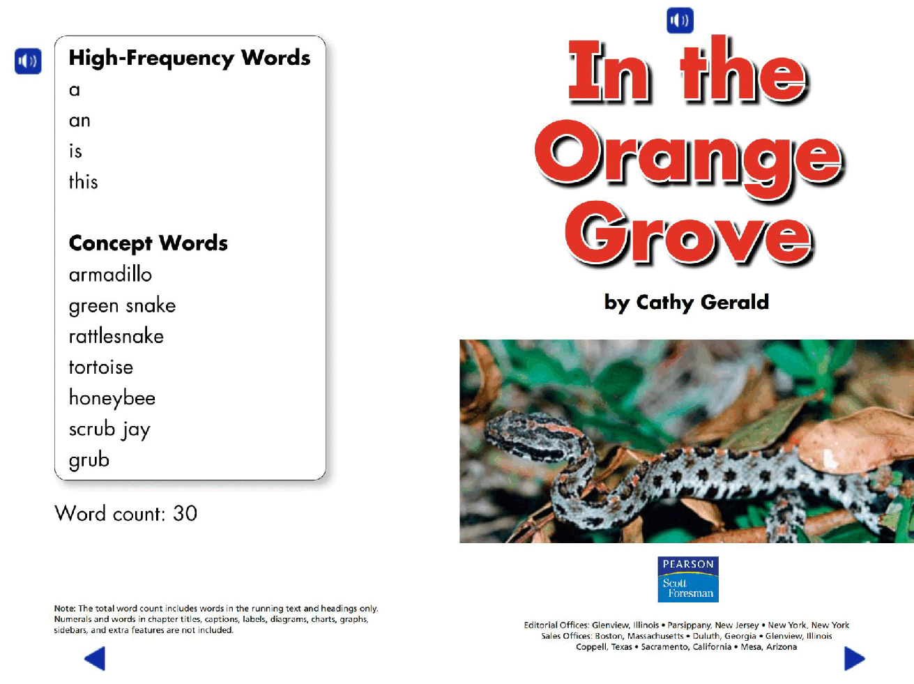 Pearson 0-6岁低幼读物In the Orange Grove.pdf，第2页预览
