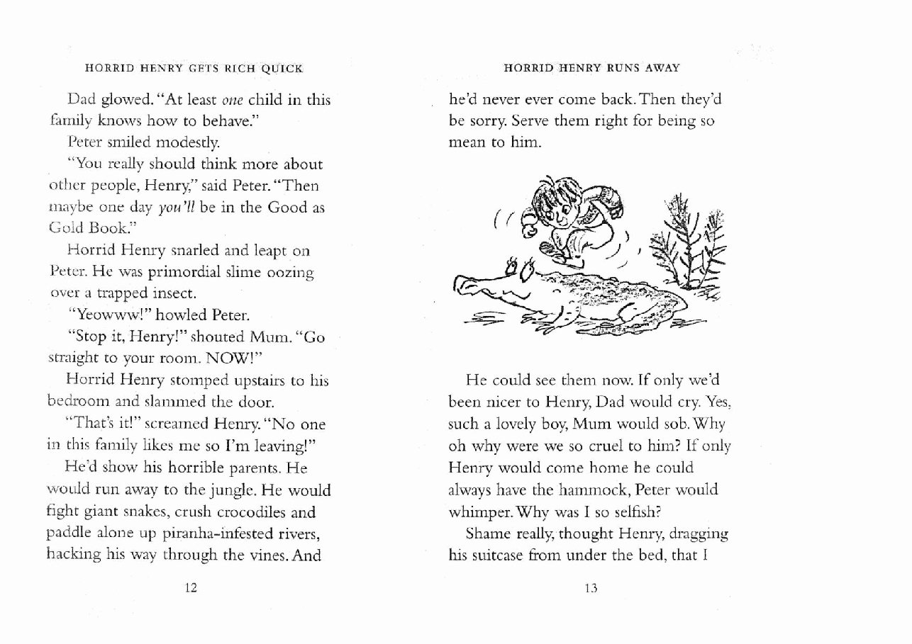 调皮的亨利英文绘本1 Horrid Henry Runs Away.pdf,第3页预览