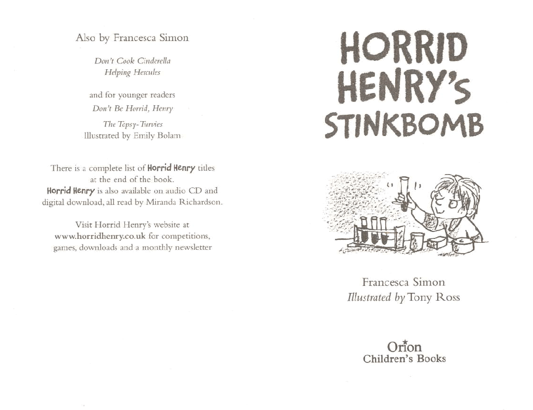 调皮的亨利英文绘本Horrid Henry's Stinkbomb (2002).pdf，第2页预览