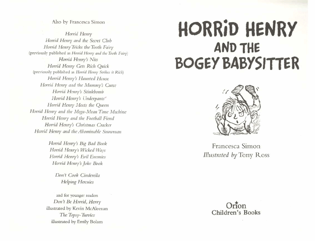调皮的亨利英文绘本09 Horrid Henry and the Bogey Babysitter (2002).pdf,第2页预览