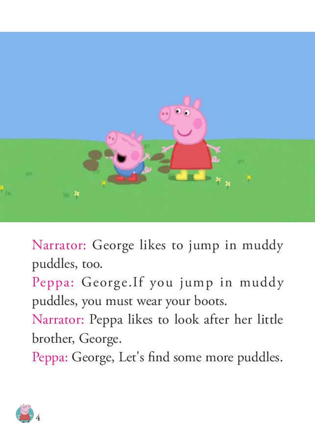 粉红猪小妹第1季52本自制绘本S1-01_Muddy_Puddles.pdf,第4页预览