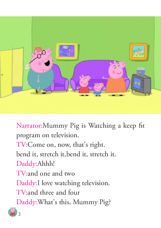 粉红猪小妹第1季52本自制绘本S1-42_Daddy_gets_fit.pdf,第2页预览