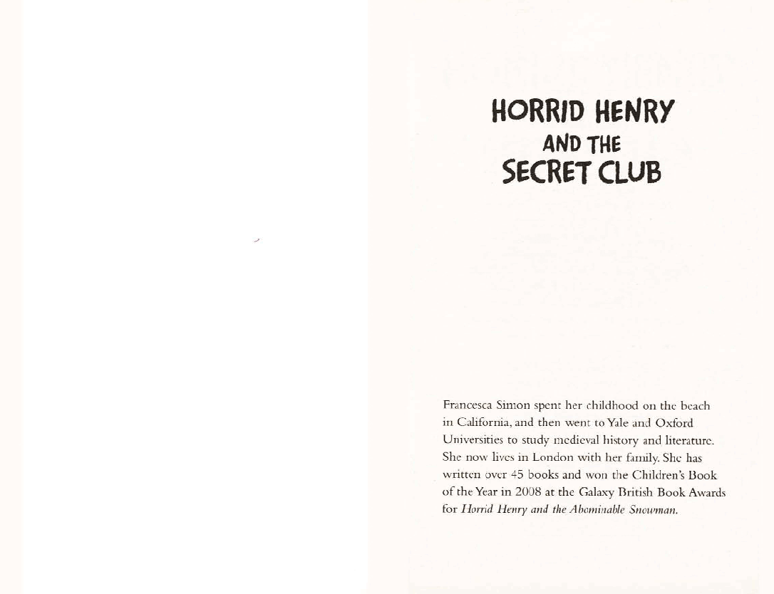 调皮的亨利英文绘本Horrid Henry and the Secret Club (1995).pdf，第2页预览