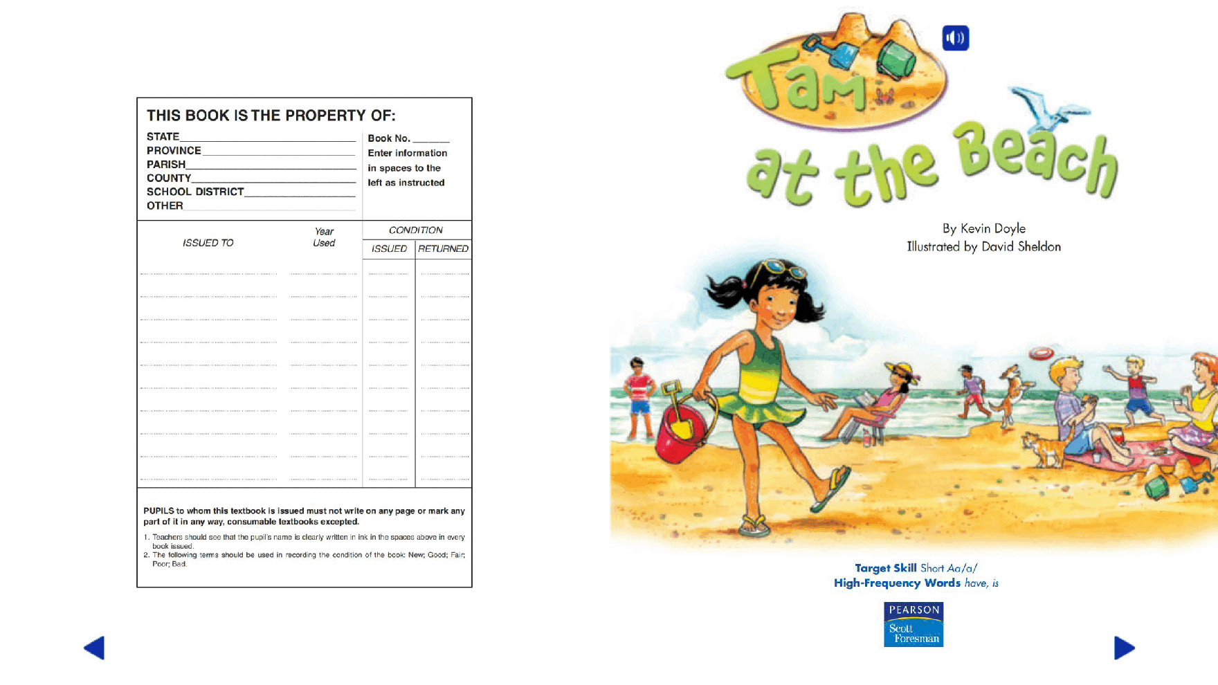 Pearson 0-6岁低幼读物K_OLR_2.1 Tam at the Beach.pdf,第2页预览