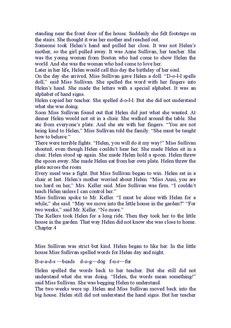 第三级（适合6-9岁儿童）A girl Named Helen Keller 海伦.doc，第2页预览