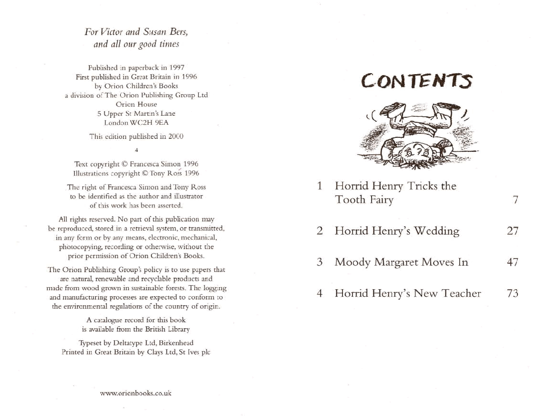 调皮的亨利英文绘本Horrid Henry Tricks the Tooth Fairy(1996).pdf,第3页预览