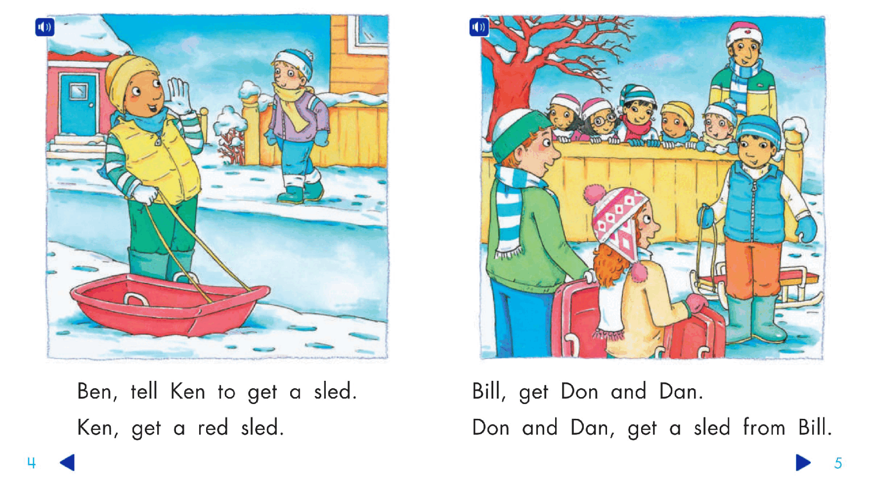 Pearson 0-6岁低幼读物K_OLR_4.5 Ten Red Sleds.pdf,第4页预览