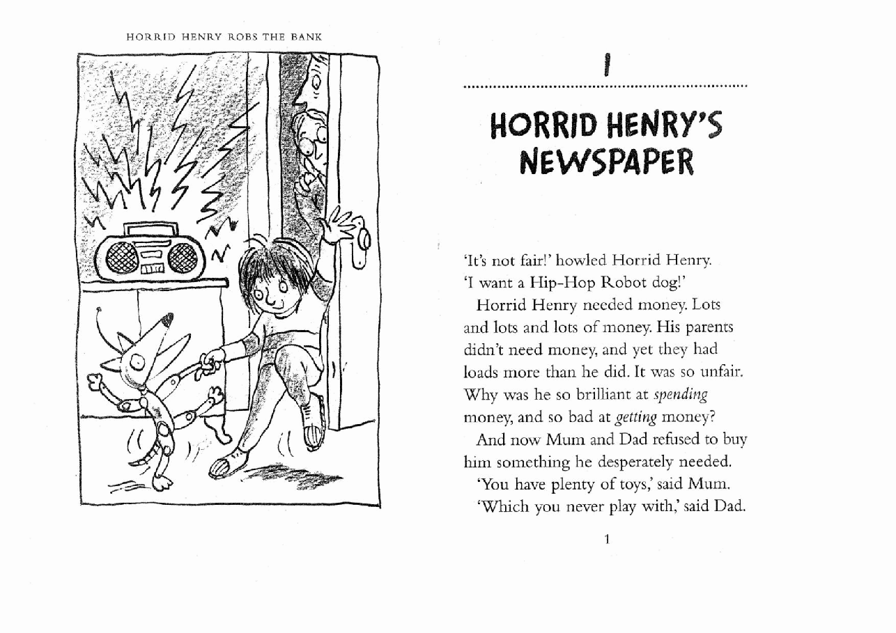 调皮的亨利英文绘本1 Horrid Henry's Newspaper.pdf,第2页预览