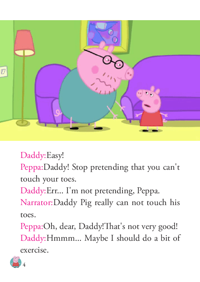 粉红猪小妹第1季52本自制绘本S1-42_Daddy_gets_fit.pdf,第4页预览