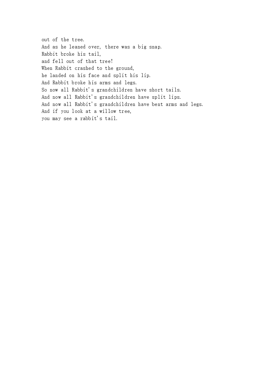 第二级（适合5-7岁儿童）Rabbit's wish for snow.doc，第2页预览