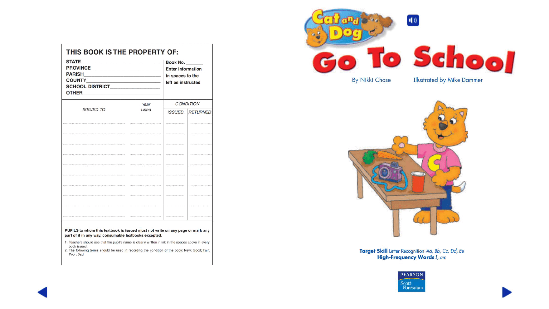 Pearson 0-6岁低幼读物K_OLR_1.1 Cat and Dog Go to School.pdf,第2页预览