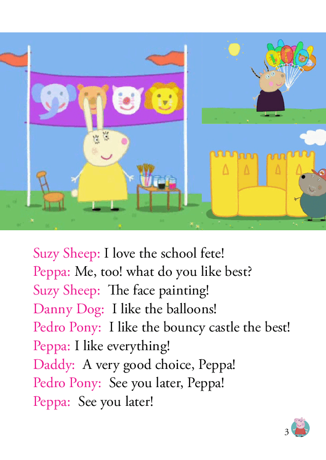 粉红猪小妹第1季52本自制绘本S1-20_The_School_Fete.pdf，第3页预览