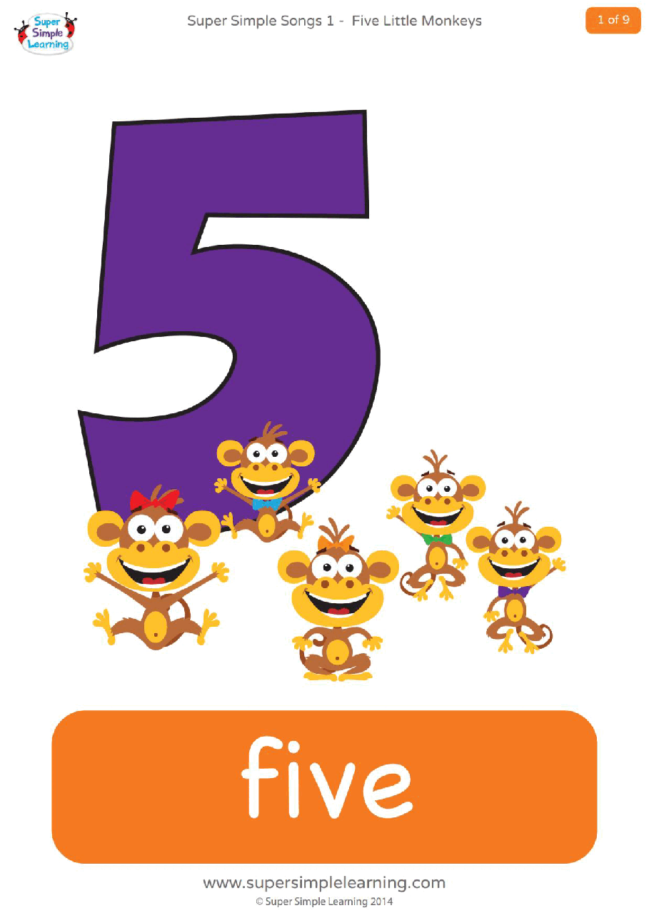 五只小猴子five-little-monkeys-flashcards.pdf，第1页预览