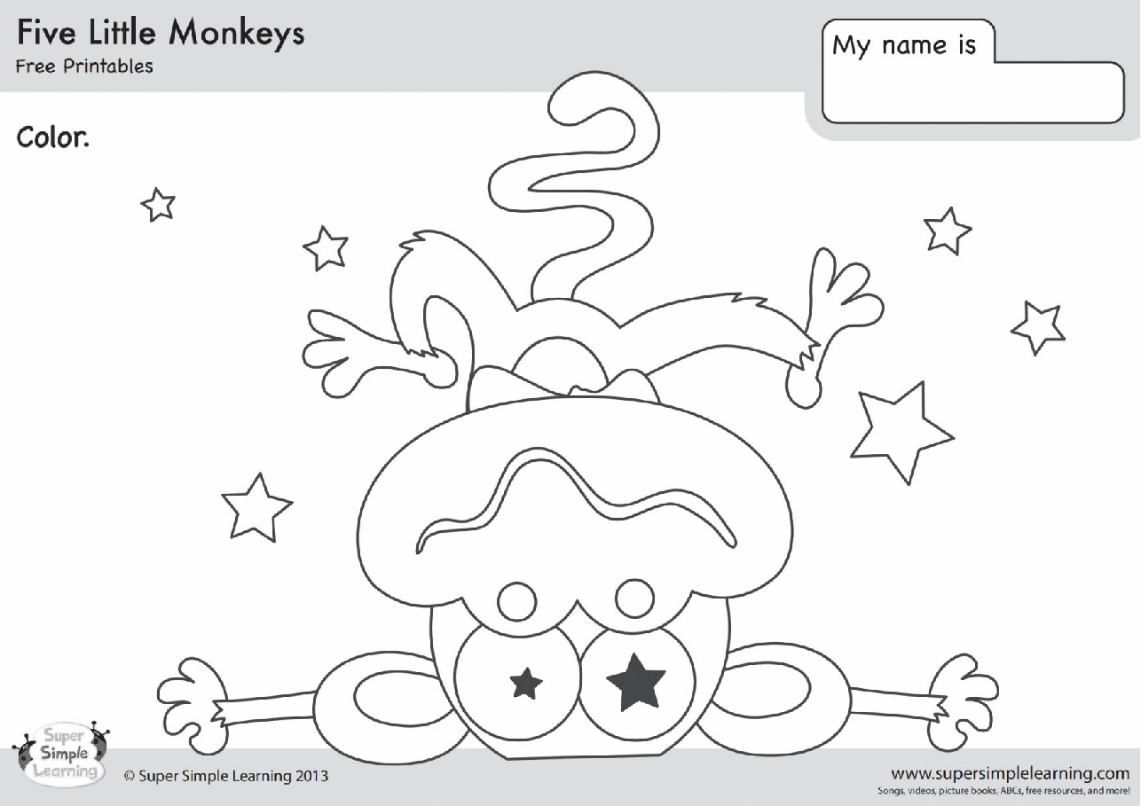 五只小猴子five-little-monkeys-coloring-page-2.pdf，第1页预览
