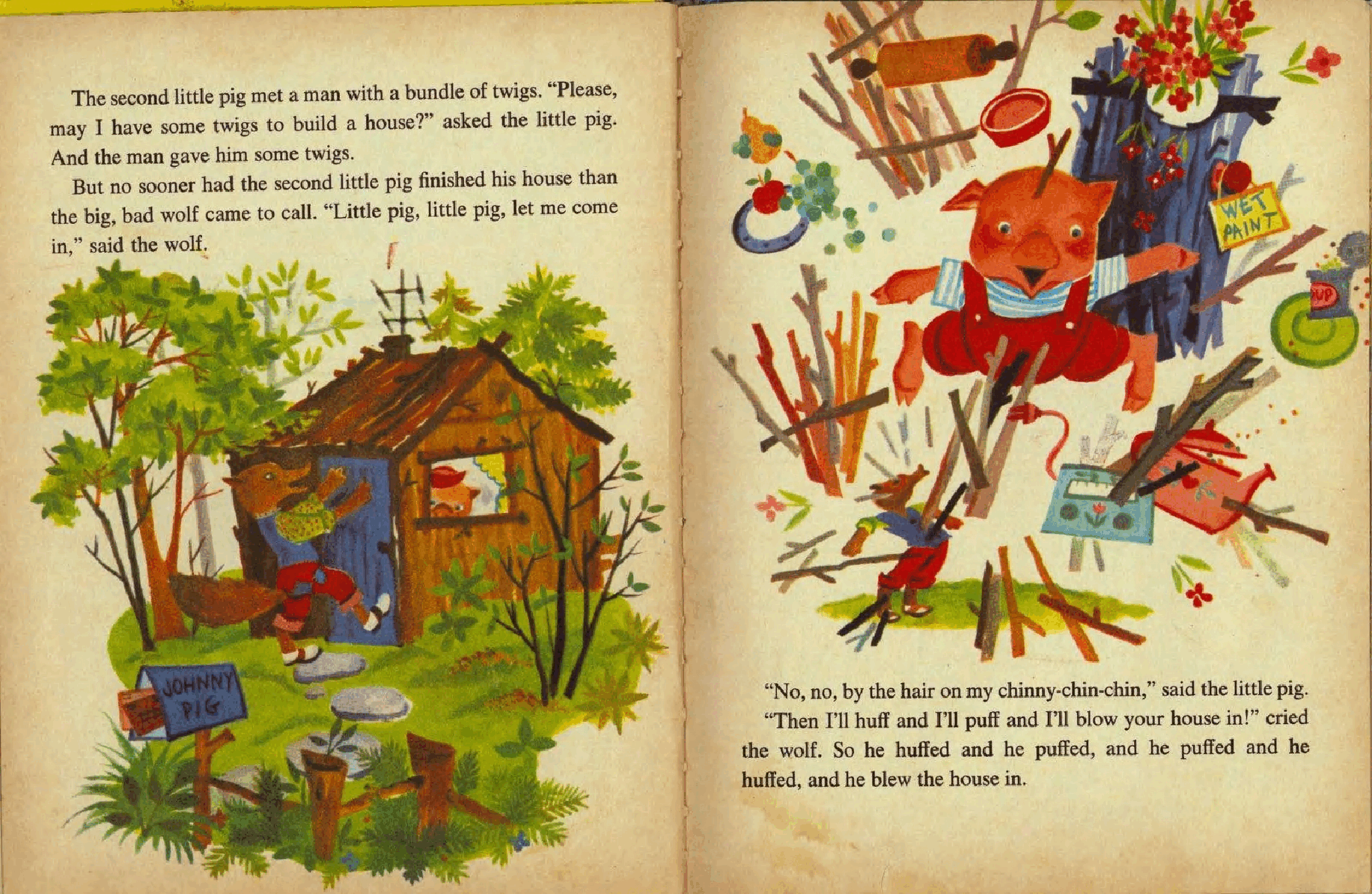 The Three Little Pigs (1954) (A Two-In-One Wonder Book) (goldengems).pdf,第4页预览