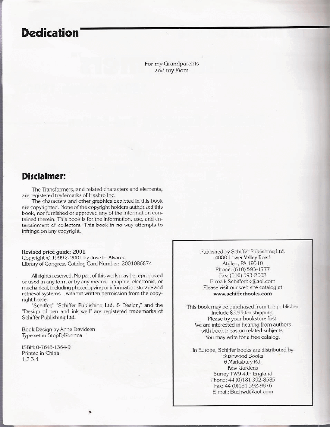 The Unofficial Guide to Transformers - 1980s Through 1990s (2nd Edition) (2001.Schiffer).pdf,第2页预览