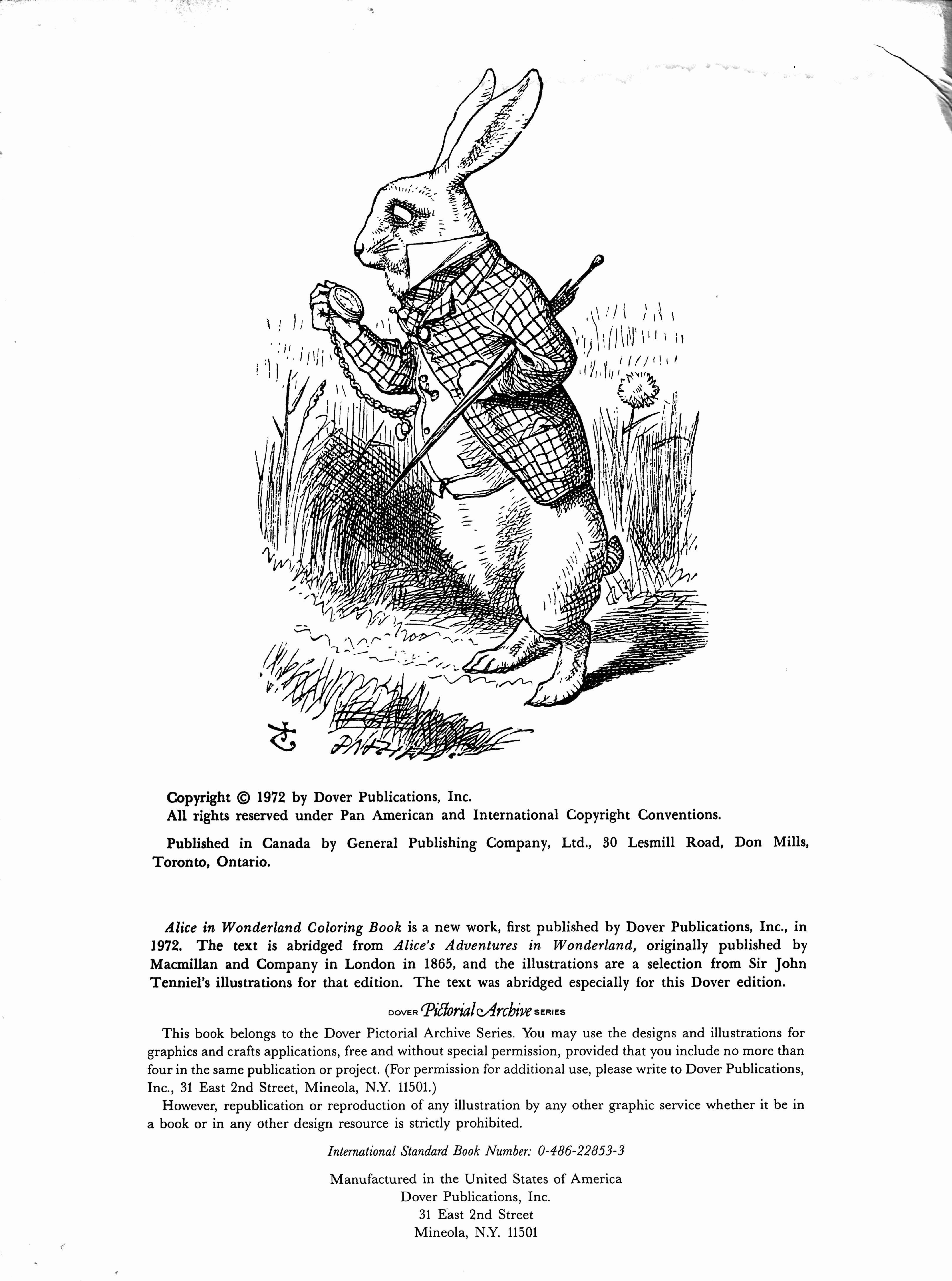 Alice in Wonderland Coloring Book (1972.Dover) (pictures by Sir John Tenniel only).pdf，第3页预览