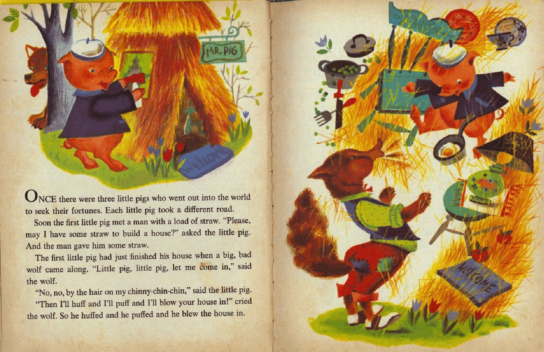 The Three Little Pigs (1954) (A Two-In-One Wonder Book) (goldengems).pdf,第3页预览