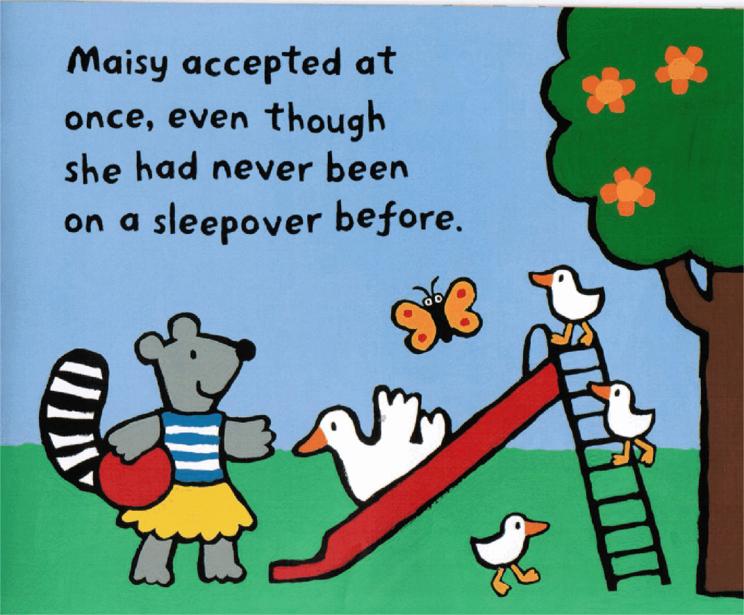小鼠波波系列绘本Maisy_Goes_on_a_Sleepover.pdf,第4页预览