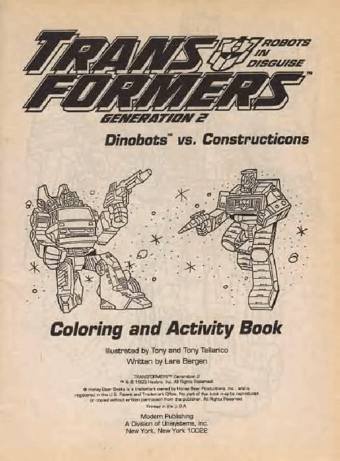 Transformers Generation 2 - Dinobots vs. Constructicons - Coloring and Activity Book (1993).pdf,第2页预览