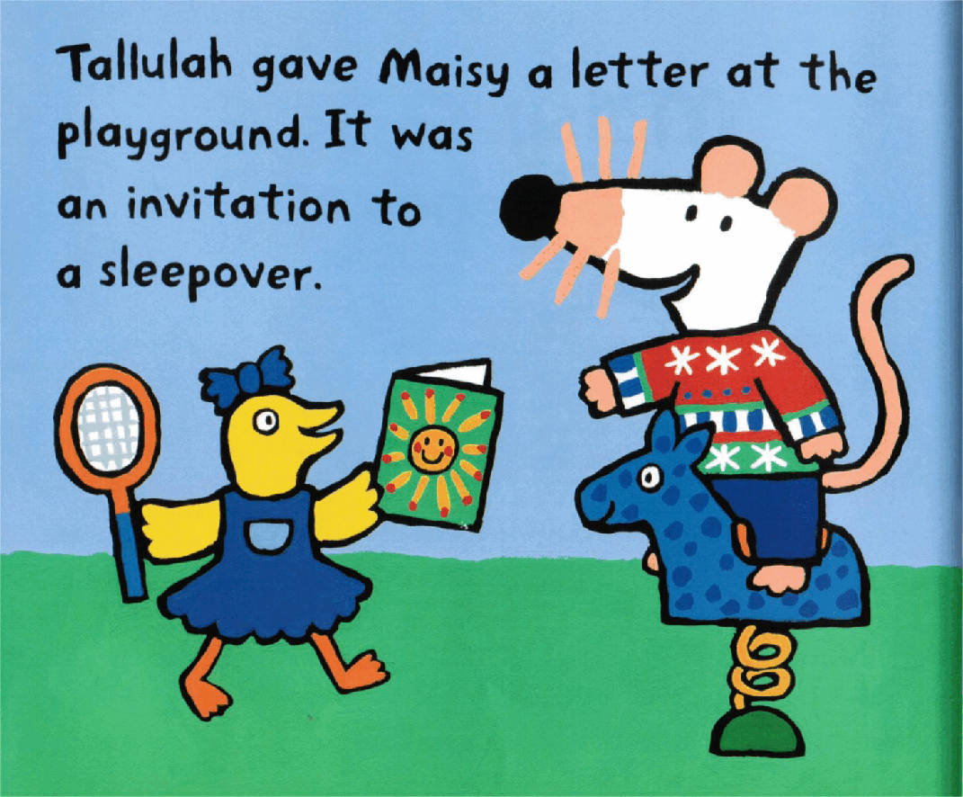 小鼠波波系列绘本Maisy_Goes_on_a_Sleepover.pdf,第3页预览