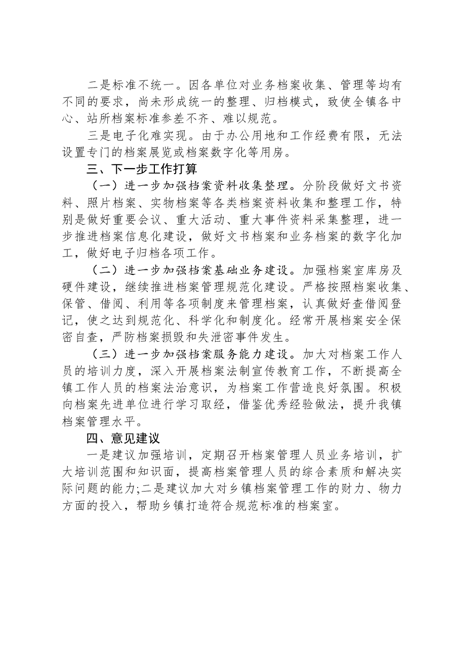 镇档案管理工作自查报告.docx,第3页预览