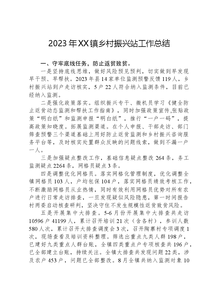 2023年XX镇乡村振兴站工作总结.docx,第1页预览