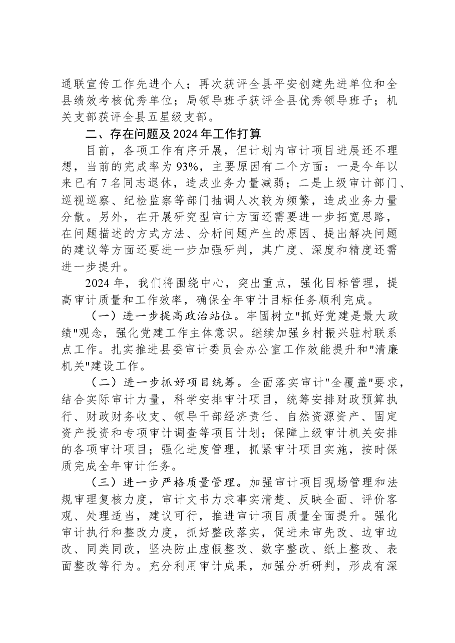 县审计局2023年工作总结和2024年工作计划02.docx,第4页预览
