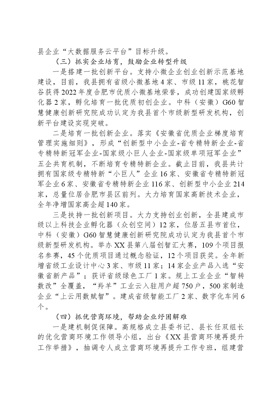 县2023年度发展民营经济工作总结和2024年度工作计划.docx,第4页预览