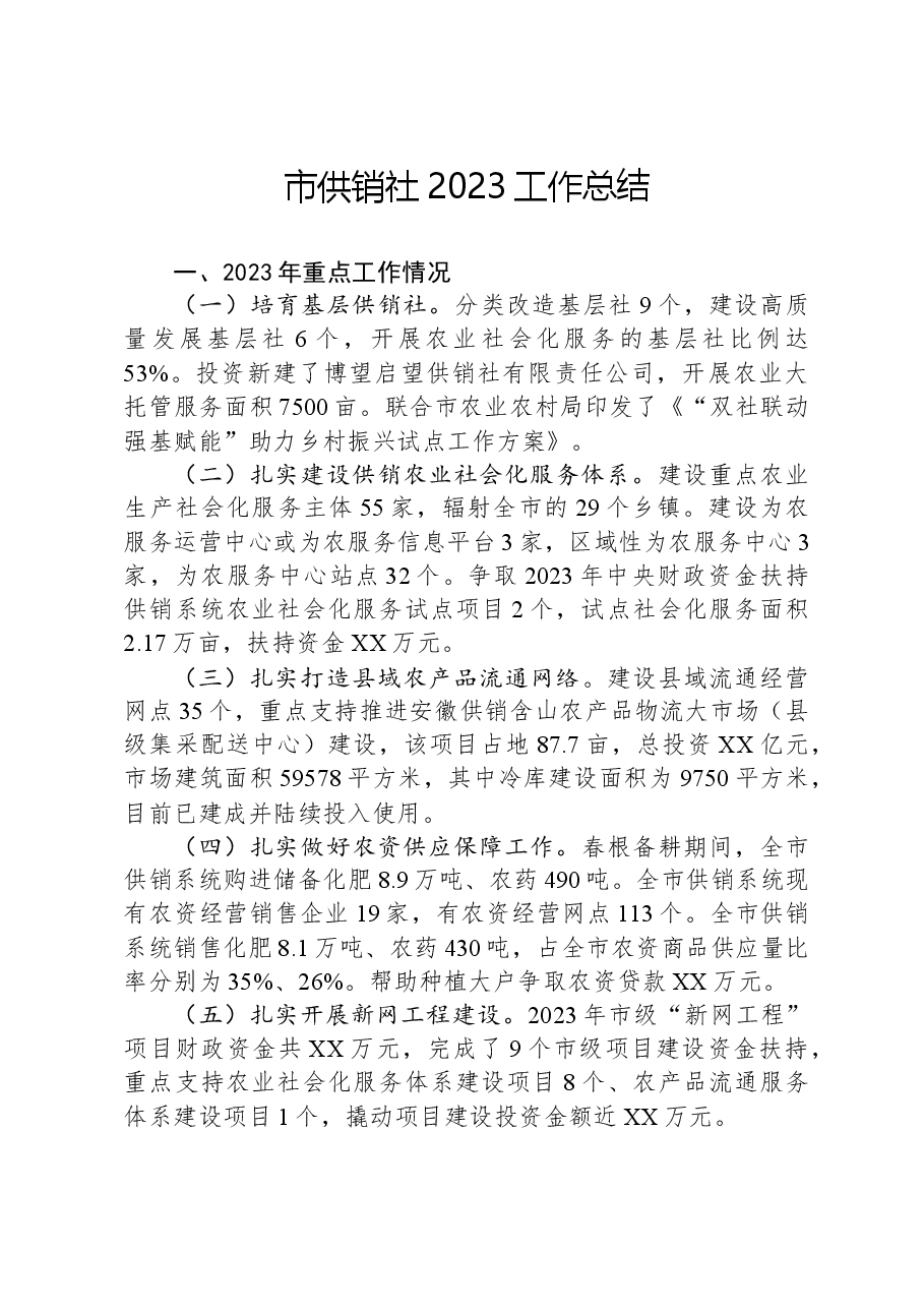 市供销社2023工作总结.docx,第1页预览