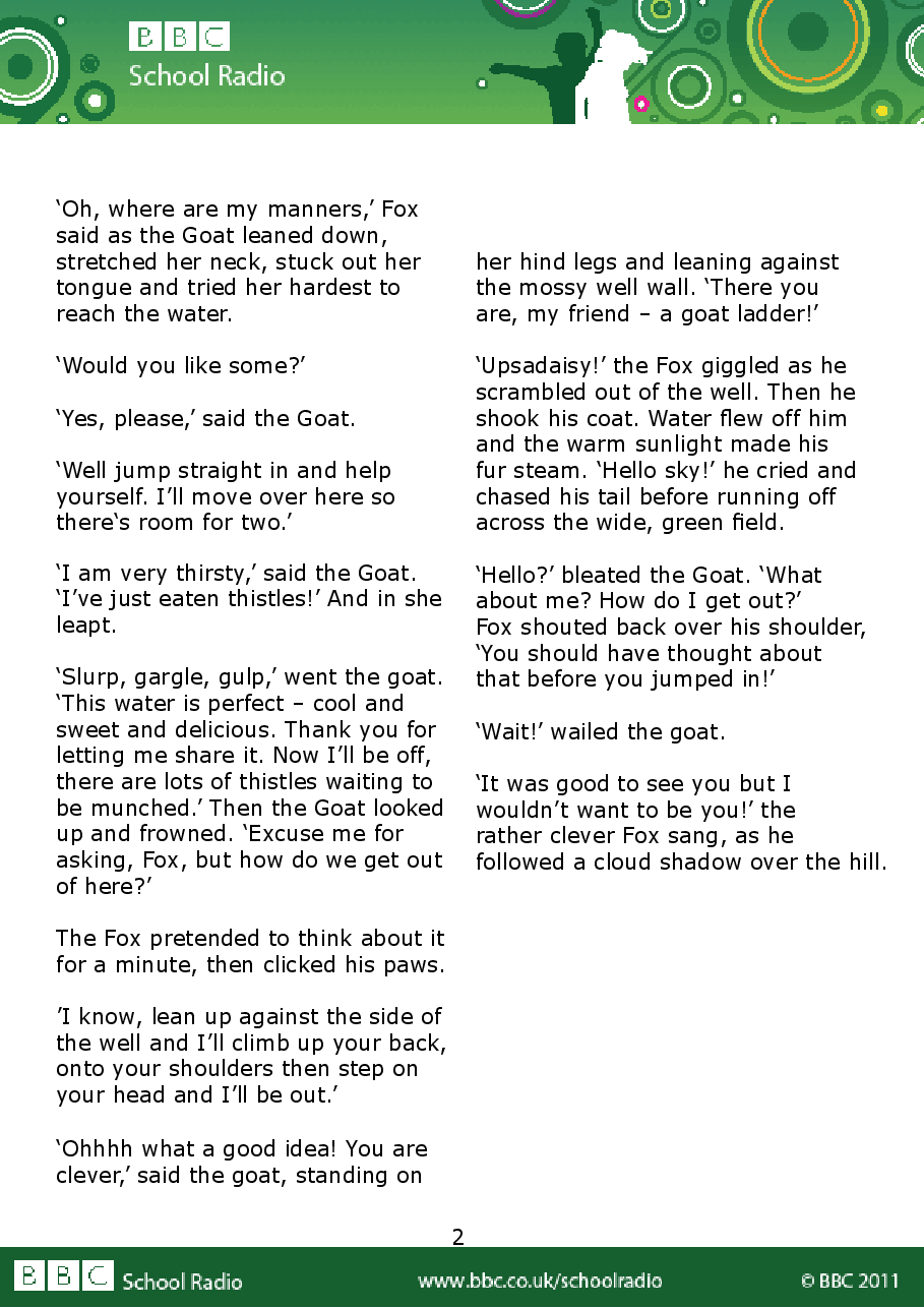Aesop BBC的伊索寓言40故事19 the_fox_and_the_goat.pdf,第2页预览