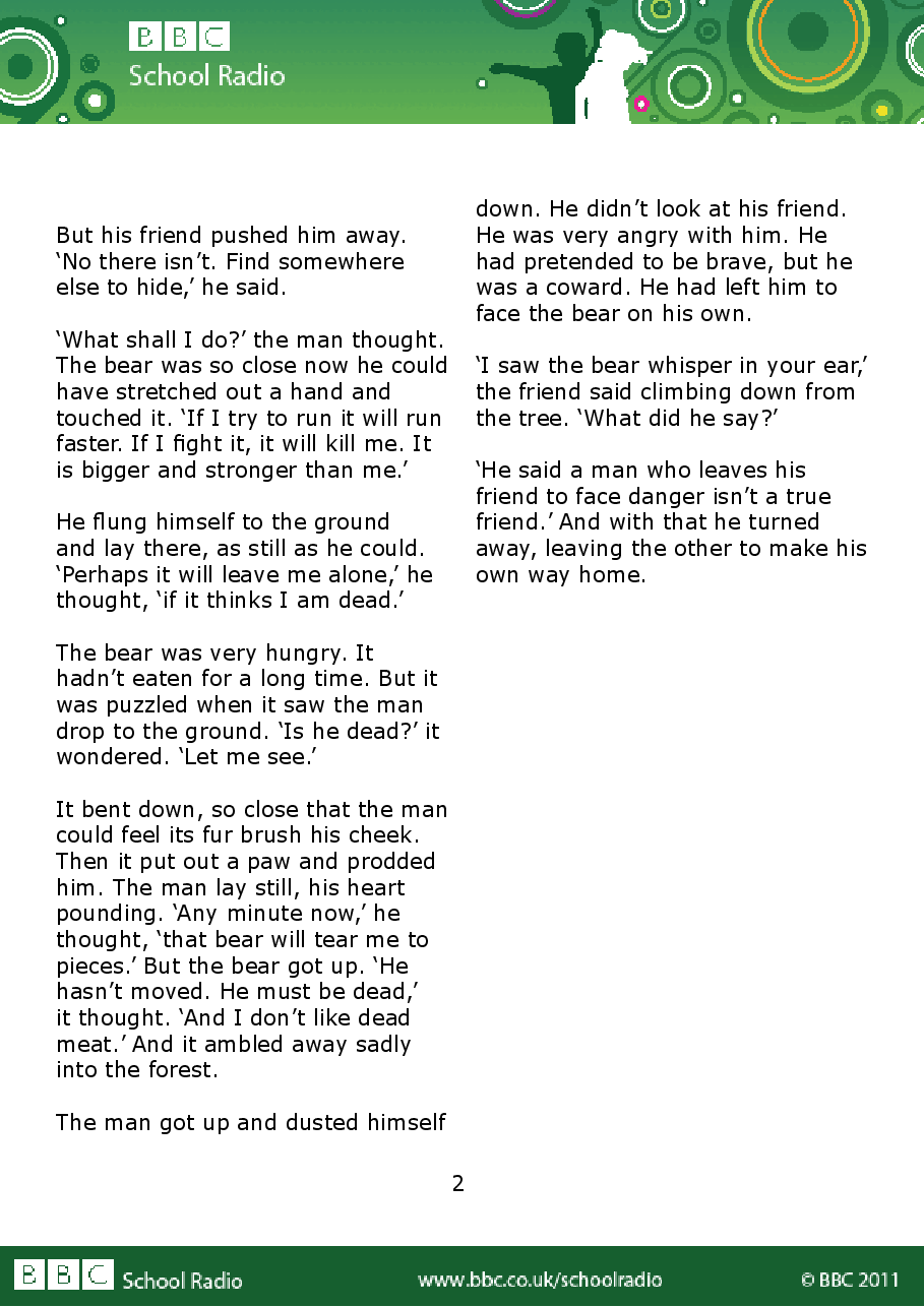 Aesop BBC的伊索寓言40故事23 two_travellers_and_a_bear.pdf,第2页预览