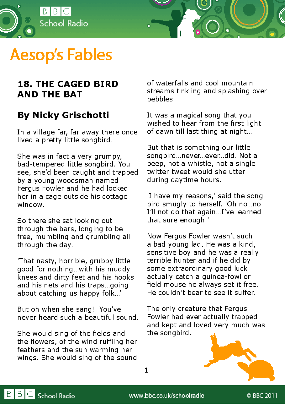 Aesop BBC的伊索寓言40故事18 the_caged_bird_and_the_bat.pdf,第1页预览