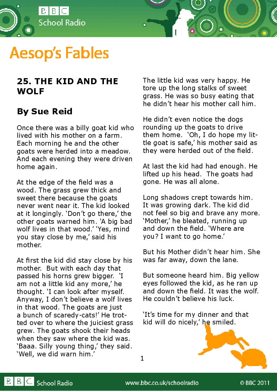 Aesop BBC的伊索寓言40故事25 the_kid_and_the_wolf.pdf，第1页预览