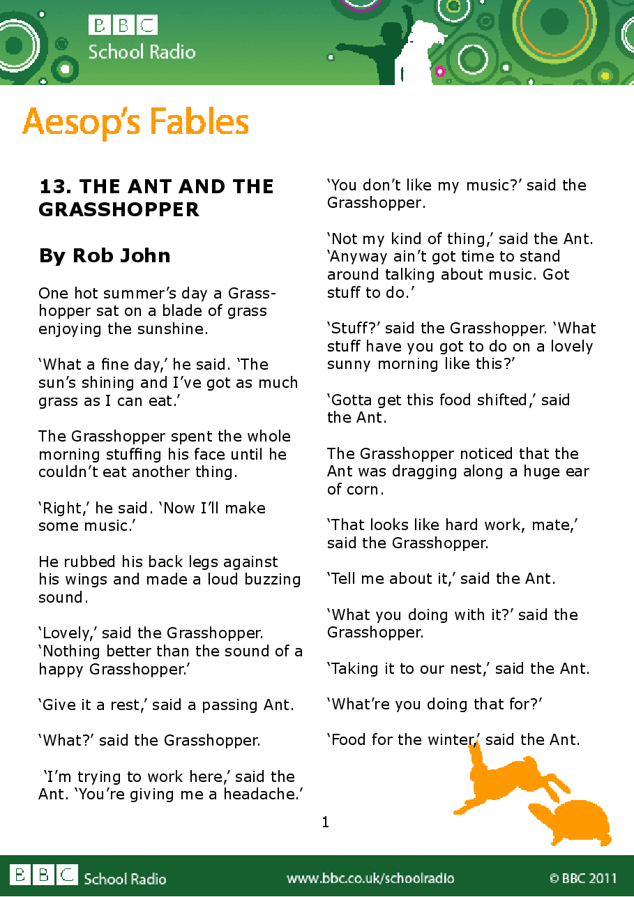 Aesop BBC的伊索寓言40故事13 the_ant_and_the_grasshopper.pdf,第1页预览