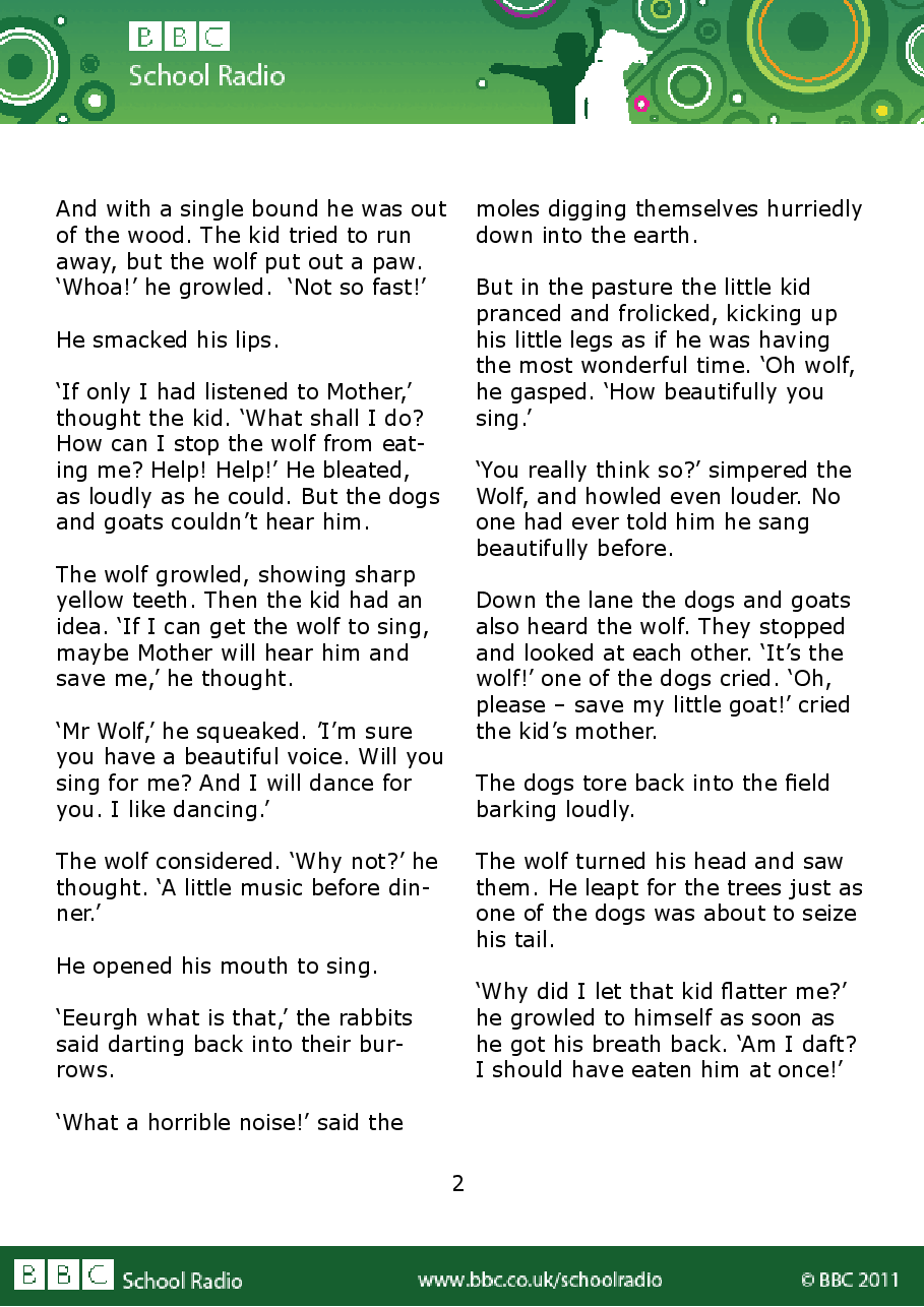 Aesop BBC的伊索寓言40故事25 the_kid_and_the_wolf.pdf，第2页预览