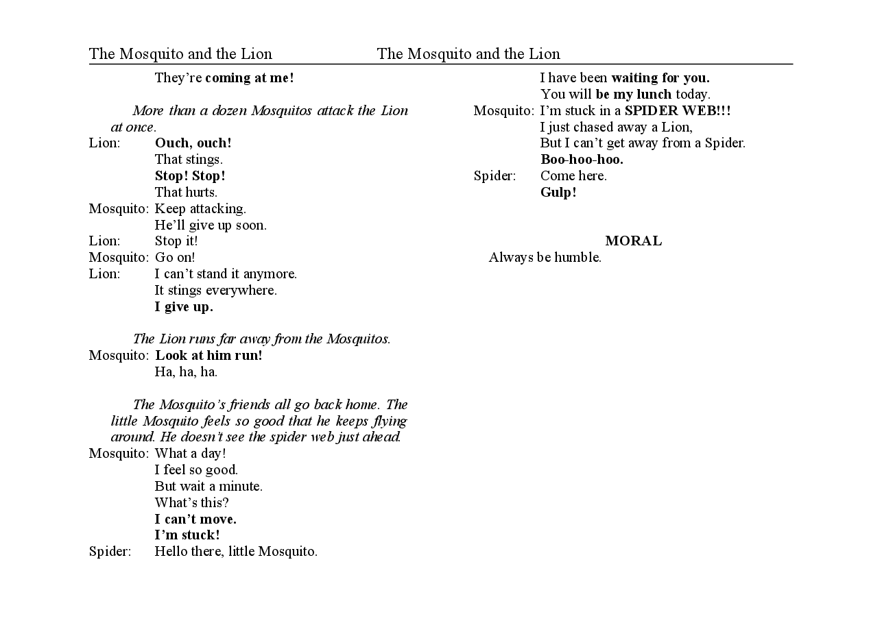 蚊子与狮子The Mosquito and the Lion.doc,第3页预览
