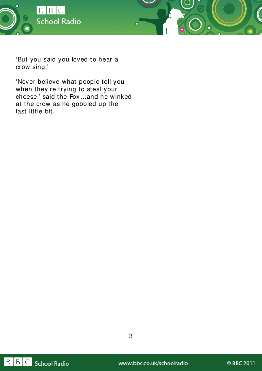 Aesop BBC的伊索寓言40故事03 the_fox_and_the_crow.pdf,第3页预览