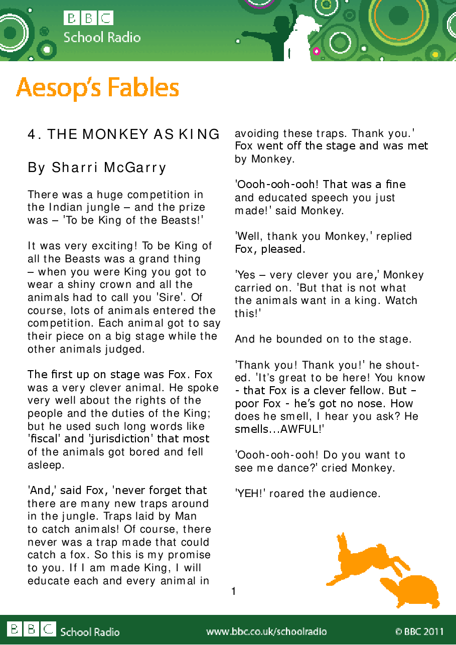 Aesop BBC的伊索寓言40故事04 the_monkey_as_king.pdf,第1页预览