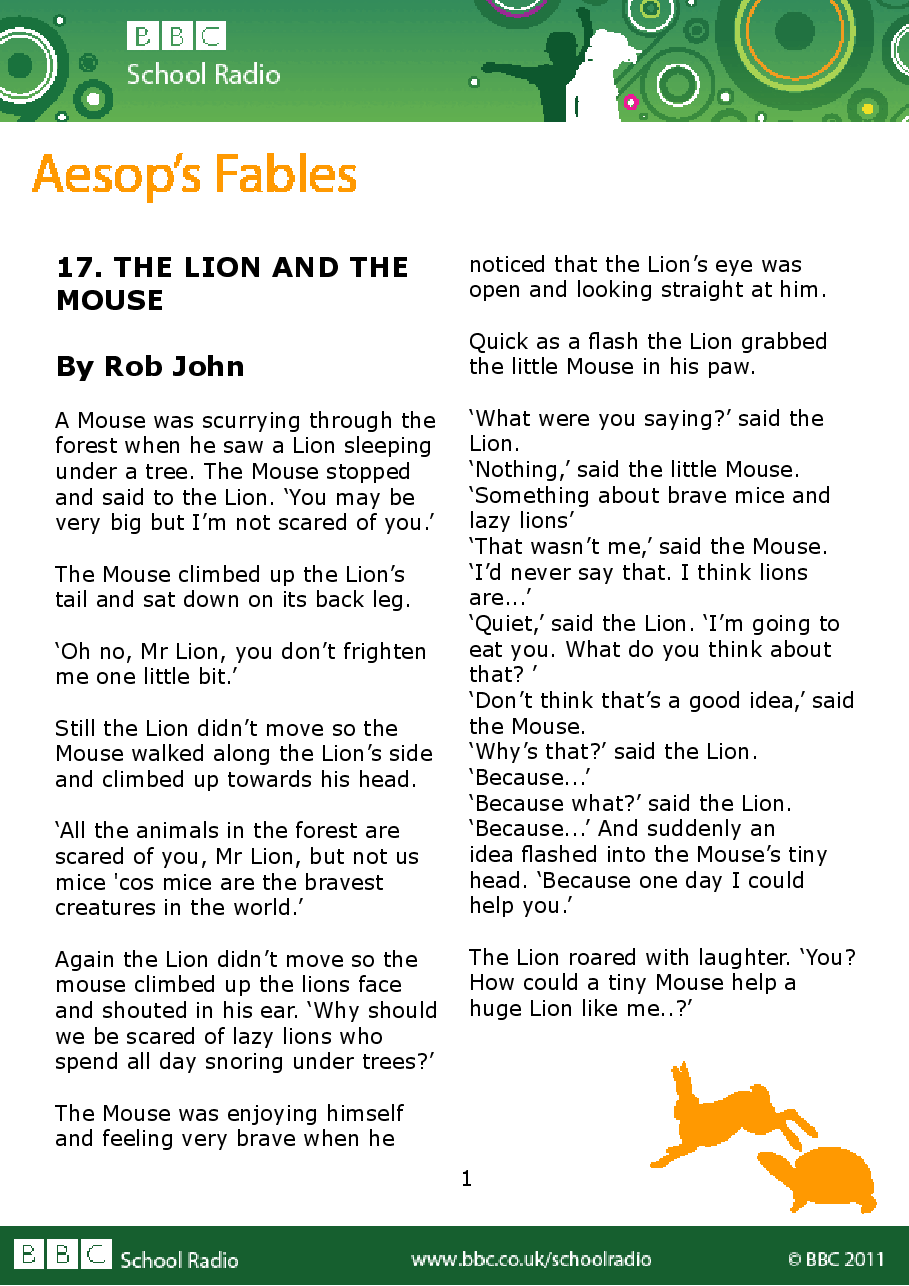 Aesop BBC的伊索寓言40故事17 the_lion_and_the_mouse.pdf,第1页预览