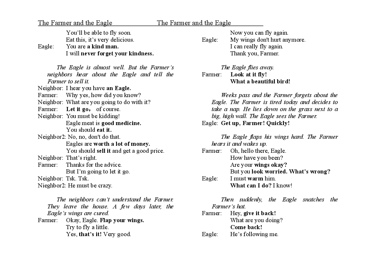 农夫与老鹰The Farmer and the Eagle.doc，第2页预览