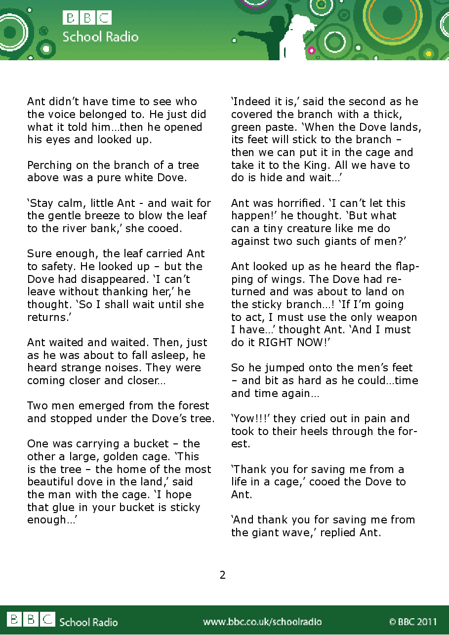 Aesop BBC的伊索寓言40故事39 the_ant_and_the_dove.pdf,第2页预览
