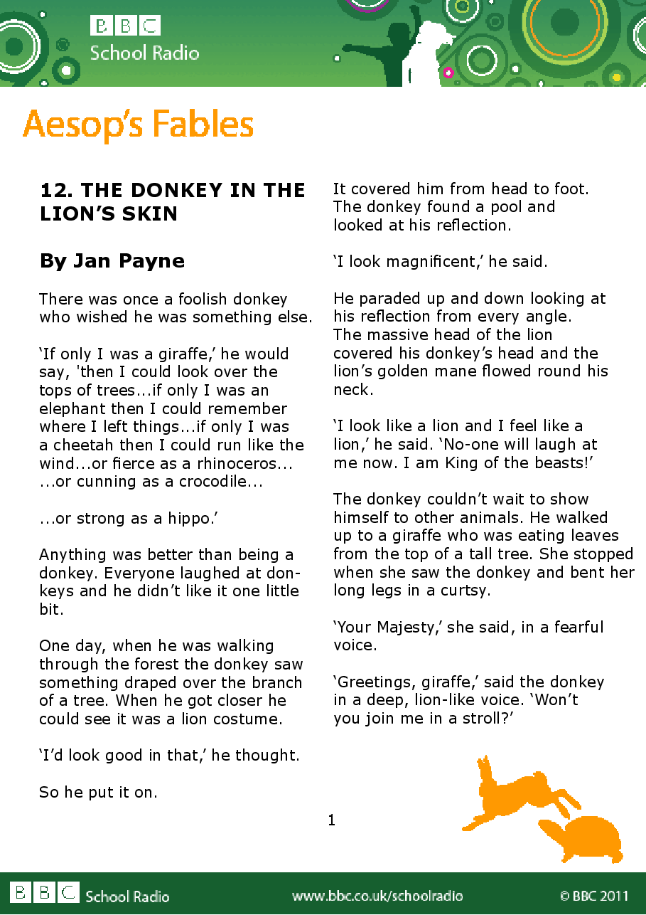 Aesop BBC的伊索寓言40故事12 the_donkey_in_the_lions_skin.pdf,第1页预览