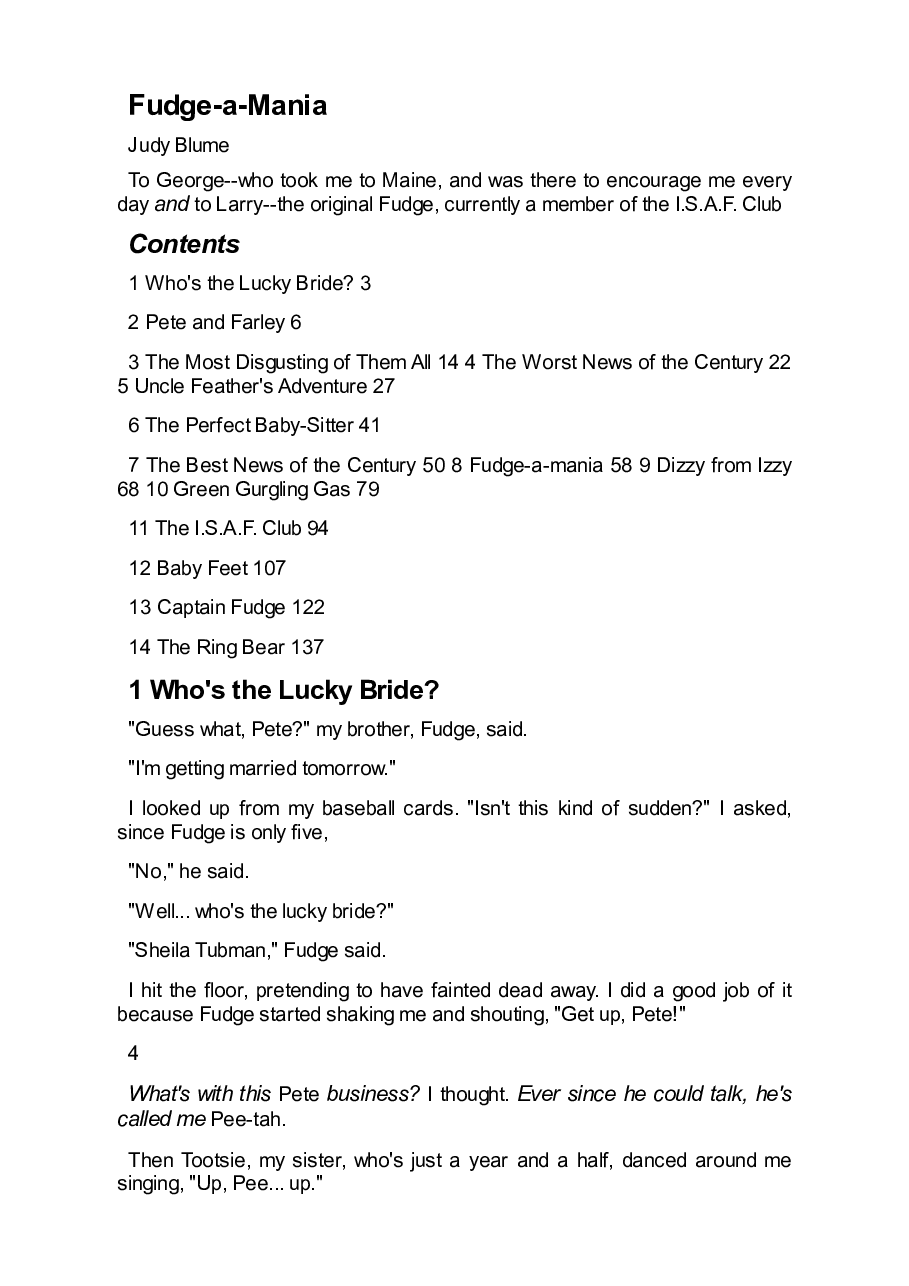 美国英文有声 Judy Blume 朱迪 布鲁姆5部Fudge-a-Mania - Judy Blume.pdf,第3页预览