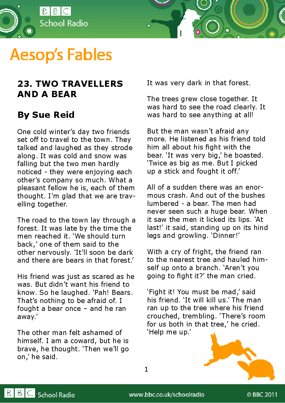 Aesop BBC的伊索寓言40故事23 two_travellers_and_a_bear.pdf,第1页预览