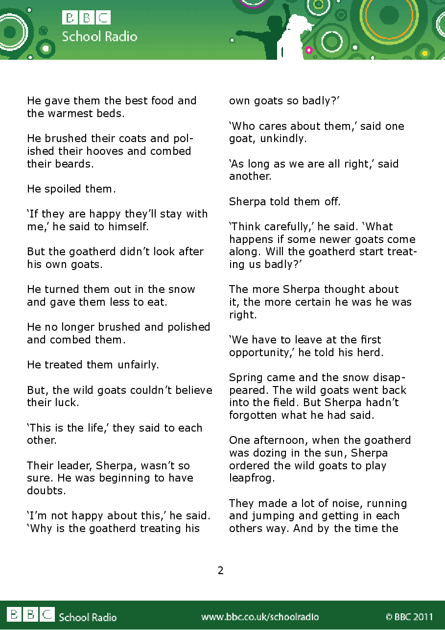Aesop BBC的伊索寓言40故事29 the_goatherd_and_the_wild_goats.pdf,第2页预览
