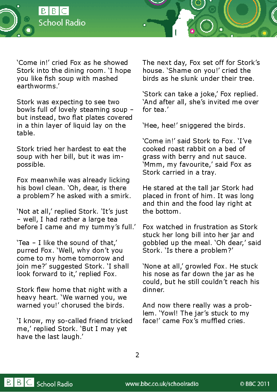 Aesop BBC的伊索寓言40故事22 the_fox_and_the_stork.pdf,第2页预览