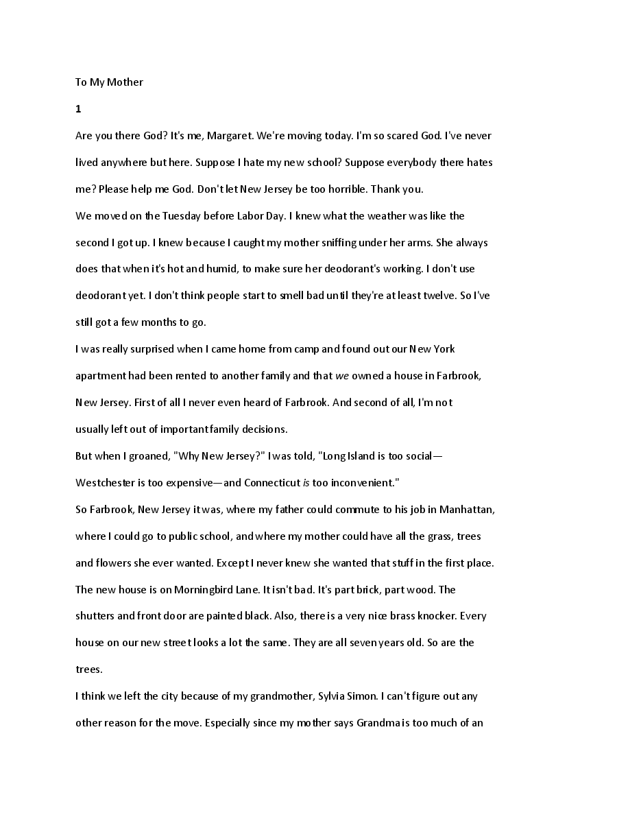 美国英文有声 Judy Blume 朱迪 布鲁姆5部Are You There God It's Me Margaret - Judy Blume.pdf,第2页预览