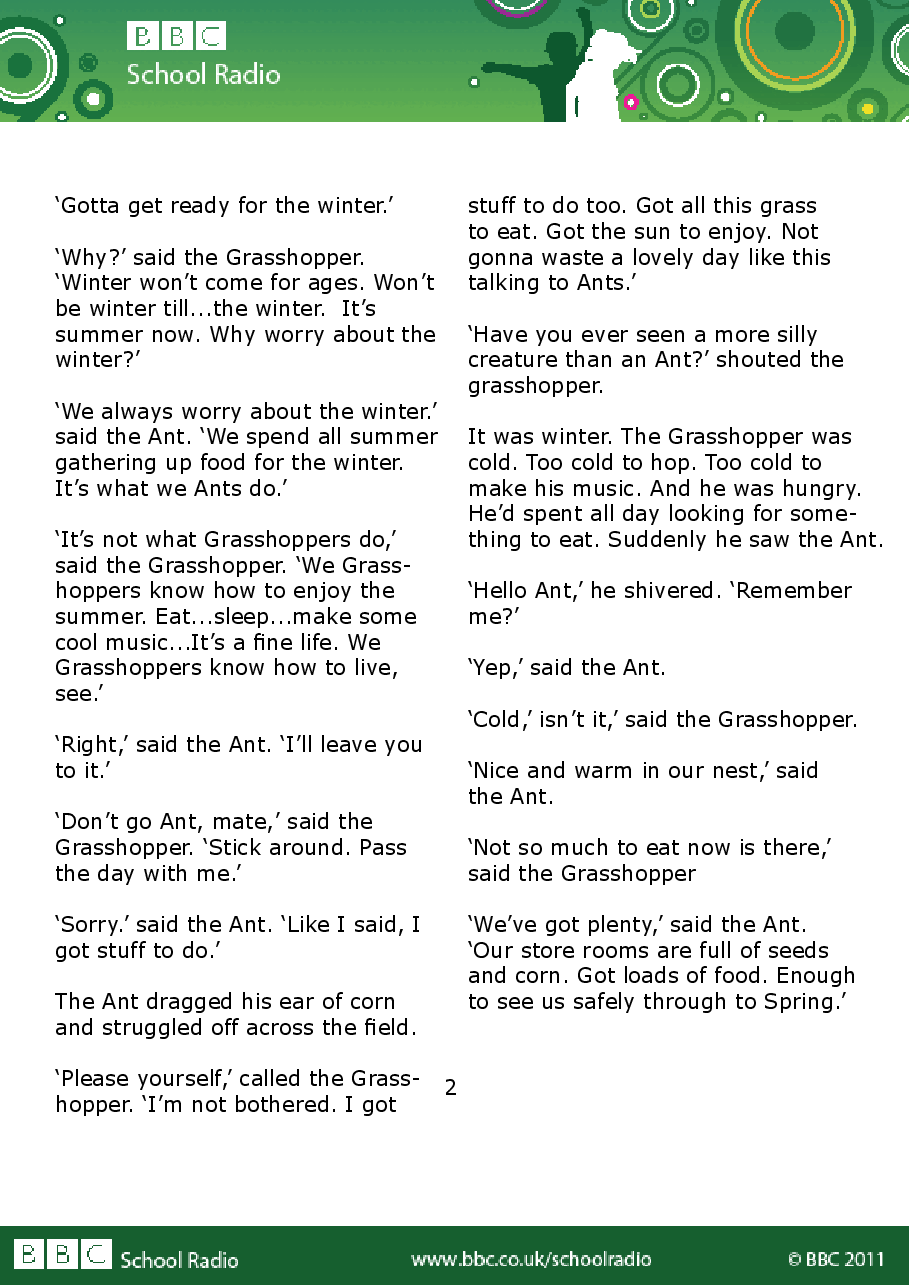 Aesop BBC的伊索寓言40故事13 the_ant_and_the_grasshopper.pdf,第2页预览